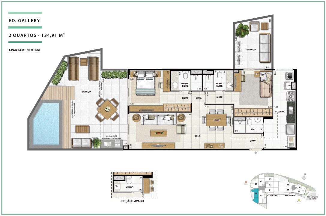 Terraces Ed. Gallery 02 quartos | 134,91m² | Open Gallery & Design – Laranjeiras - Rio de Janeiro - Rio de Janeiro Terraces Ed. Gallery 02 quartos | 134,91m² | Open Gallery & Design – Apartamento em Laranjeiras - Rio de Janeiro - Rio de Janeiro